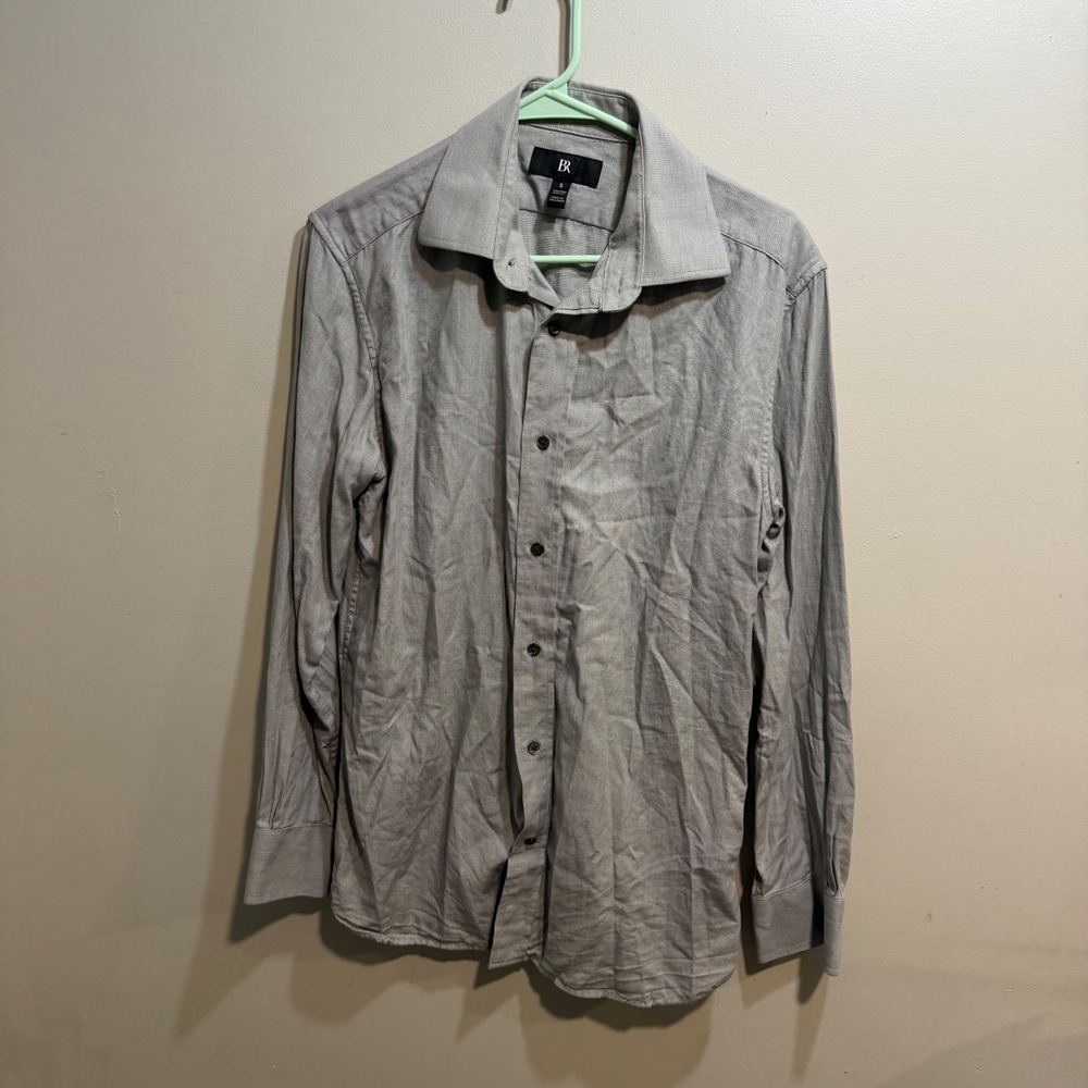 Banana Republic Mens Small Cotton Cashmere Tailored‎ Slim Fit Grey Button Down